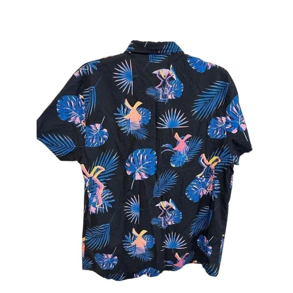 Dutch Bros Hawaiian Shirt button down Men's medium black blue pink - Picture 2 of 8